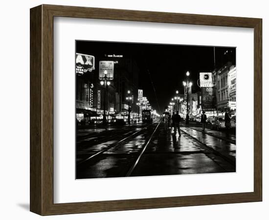 1950s Night Scene Canal Street New Orleans,, Louisiana-null-Framed Photographic Print