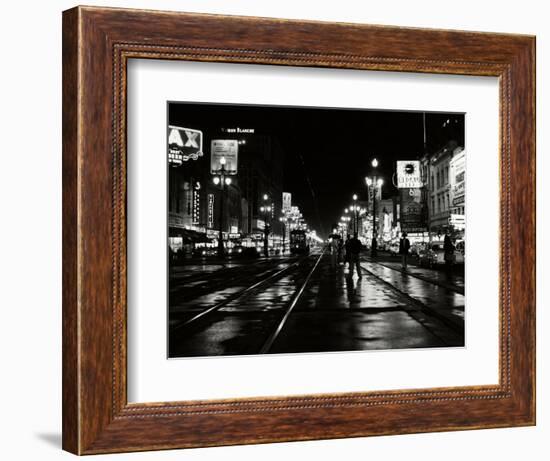 1950s Night Scene Canal Street New Orleans,, Louisiana-null-Framed Photographic Print