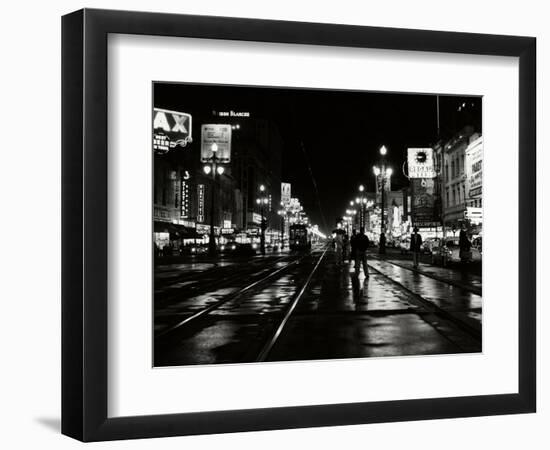 1950s Night Scene Canal Street New Orleans,, Louisiana-null-Framed Photographic Print