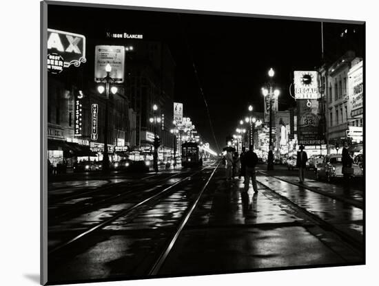 1950s Night Scene Canal Street New Orleans,, Louisiana-null-Mounted Photographic Print