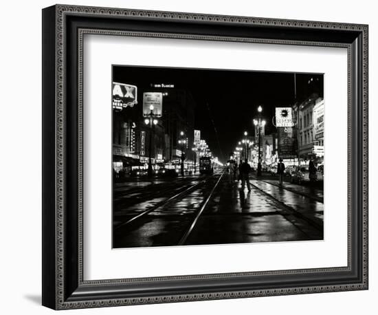 1950s Night Scene Canal Street New Orleans,, Louisiana-null-Framed Photographic Print