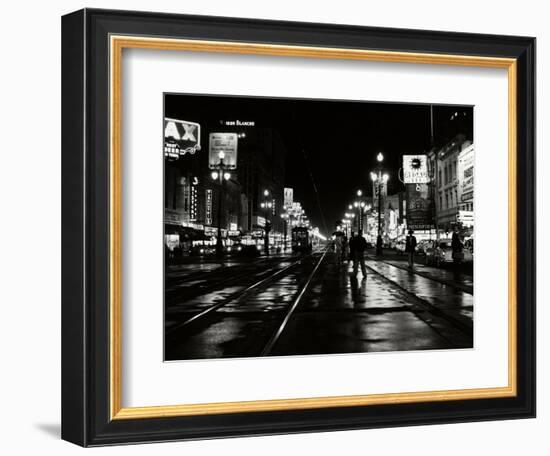 1950s Night Scene Canal Street New Orleans,, Louisiana-null-Framed Photographic Print