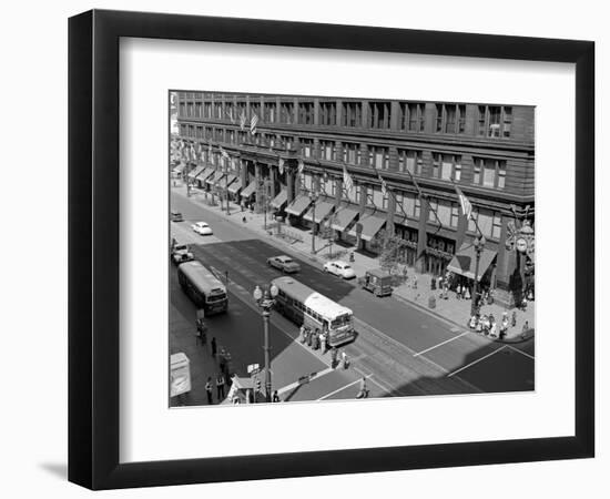 1950s State Street Marshall Fields Department Store Exterior Chicago,-null-Framed Photographic Print