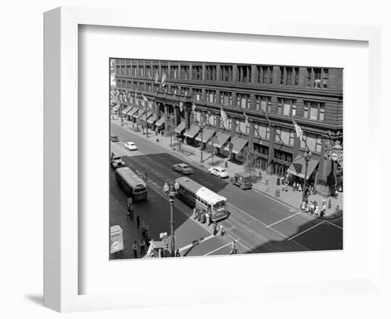 1950s State Street Marshall Fields Department Store Exterior Chicago,-null-Framed Photographic Print