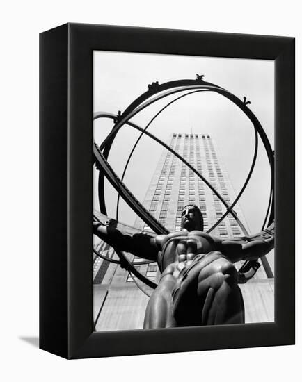 1950s Statue of Atlas at Rockefeller Center Midtown Manhattan-null-Framed Premier Image Canvas