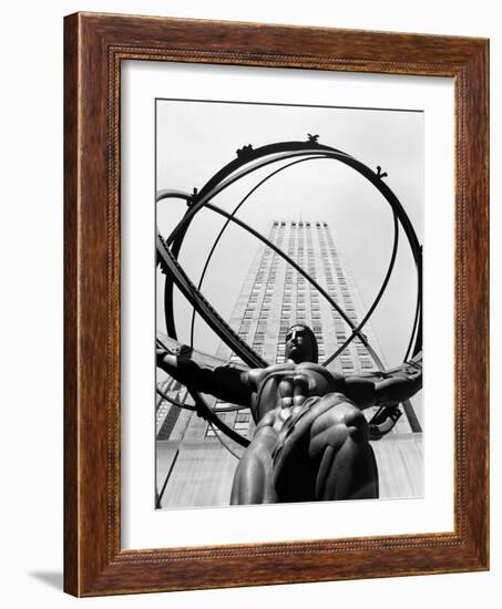 1950s Statue of Atlas at Rockefeller Center Midtown Manhattan-null-Framed Photographic Print