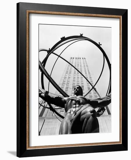 1950s Statue of Atlas at Rockefeller Center Midtown Manhattan-null-Framed Photographic Print