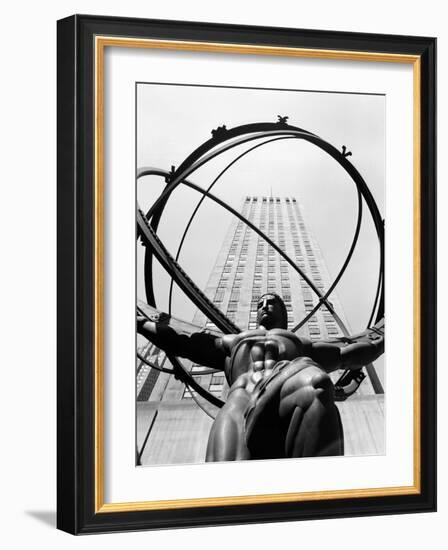 1950s Statue of Atlas at Rockefeller Center Midtown Manhattan-null-Framed Photographic Print