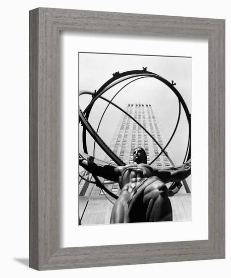 1950s Statue of Atlas at Rockefeller Center Midtown Manhattan-null-Framed Photographic Print