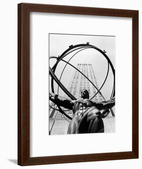 1950s Statue of Atlas at Rockefeller Center Midtown Manhattan-null-Framed Photographic Print