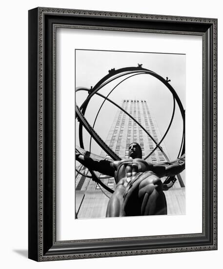 1950s Statue of Atlas at Rockefeller Center Midtown Manhattan-null-Framed Photographic Print