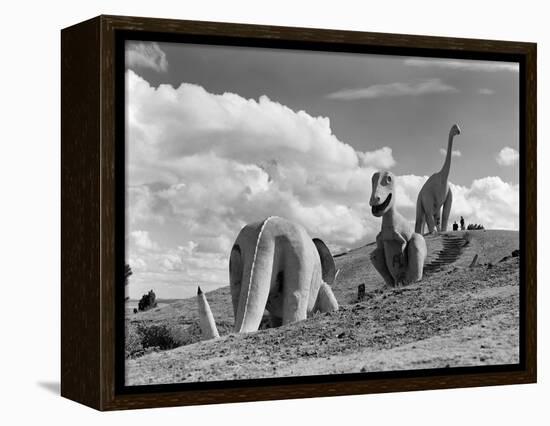 1950s Three Life-Size Dinosaur Statues on Hillside Dinosaur Park Established 1936 Rapid City-null-Framed Premier Image Canvas