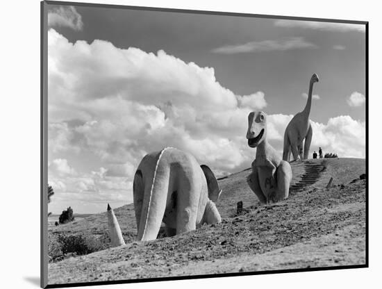 1950s Three Life-Size Dinosaur Statues on Hillside Dinosaur Park Established 1936 Rapid City-null-Mounted Photographic Print