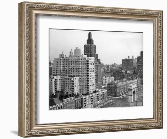 1950s View Washington Square North with Arch Fifth Avenue Buildings Number 1 and 2-null-Framed Photographic Print