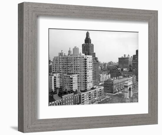 1950s View Washington Square North with Arch Fifth Avenue Buildings Number 1 and 2-null-Framed Photographic Print