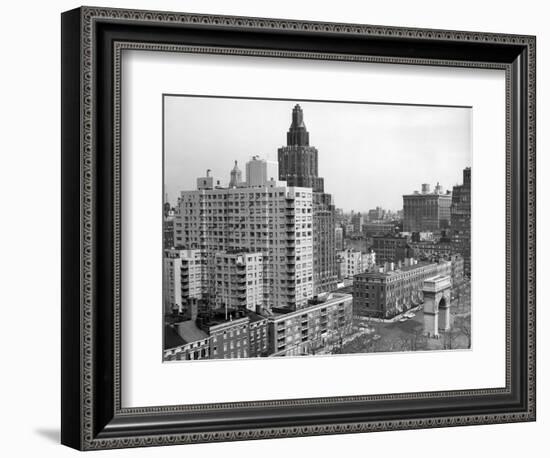 1950s View Washington Square North with Arch Fifth Avenue Buildings Number 1 and 2-null-Framed Photographic Print