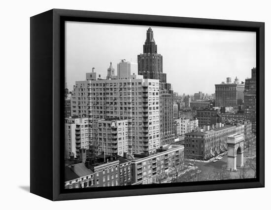 1950s View Washington Square North with Arch Fifth Avenue Buildings Number 1 and 2-null-Framed Premier Image Canvas