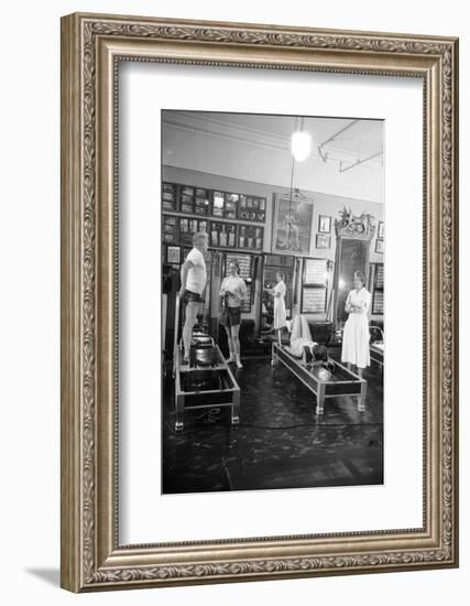 1951: Roberta Peters Working Out with Joseph Pilates and Others in a Studio, New York, NY-Michael Rougier-Framed Photographic Print