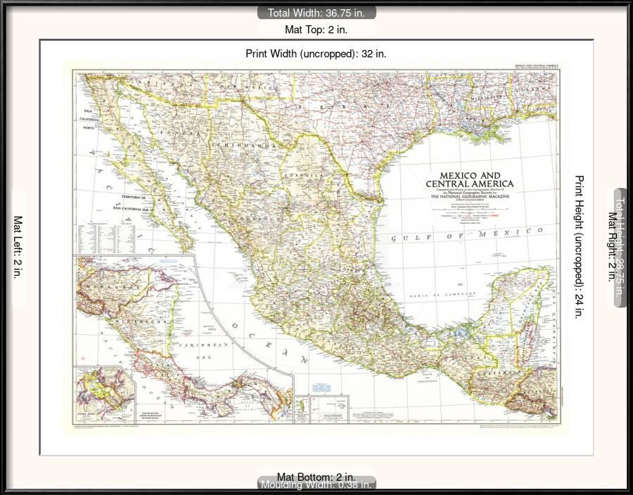 1953 Mexico And Central America Map Framed Art Print By National Geographic Maps Artcom 1953 Mexico And Central America Map Framed Art Print By National Geographic Maps Artcom