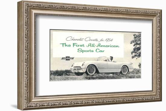 1954 GM Corvette Sports Car-null-Framed Art Print