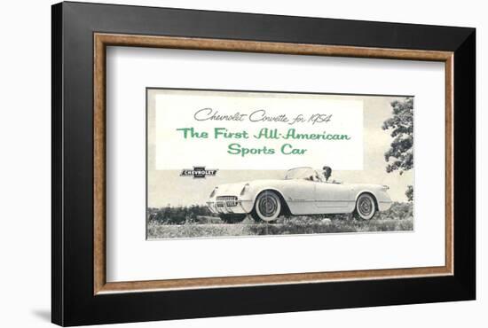 1954 GM Corvette Sports Car-null-Framed Art Print