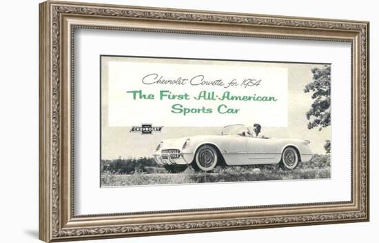 1954 GM Corvette Sports Car-null-Framed Art Print