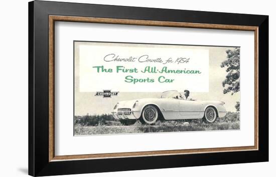 1954 GM Corvette Sports Car-null-Framed Art Print