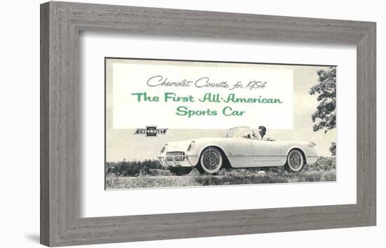 1954 GM Corvette Sports Car-null-Framed Art Print