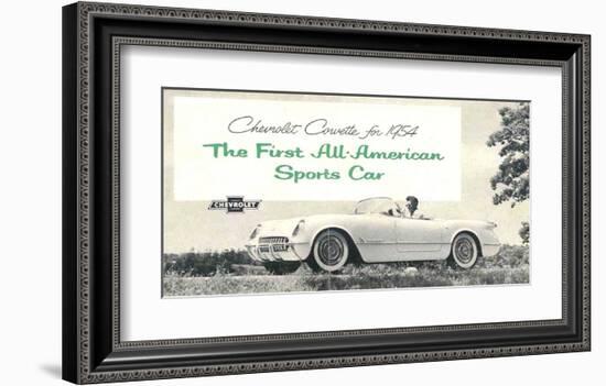 1954 GM Corvette Sports Car-null-Framed Art Print