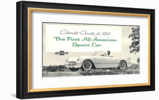 1954 GM Corvette Sports Car-null-Framed Art Print