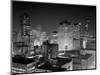 1954 Night Skyline Retail Business Area Detroit, Michigan-null-Mounted Photographic Print