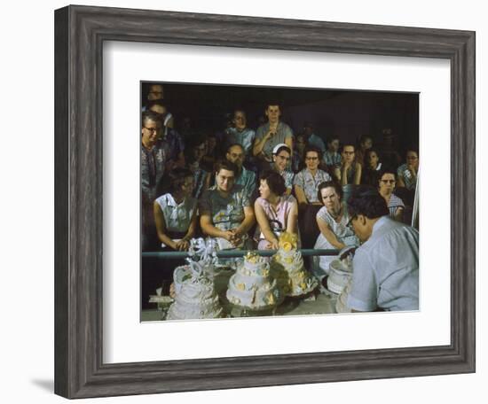 1955: a Man Demonstrates Cake Frosting Techniques at the Iowa State Fair, Des Moines, Iowa-John Dominis-Framed Photographic Print