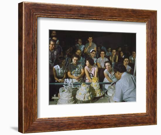 1955: a Man Demonstrates Cake Frosting Techniques at the Iowa State Fair, Des Moines, Iowa-John Dominis-Framed Photographic Print