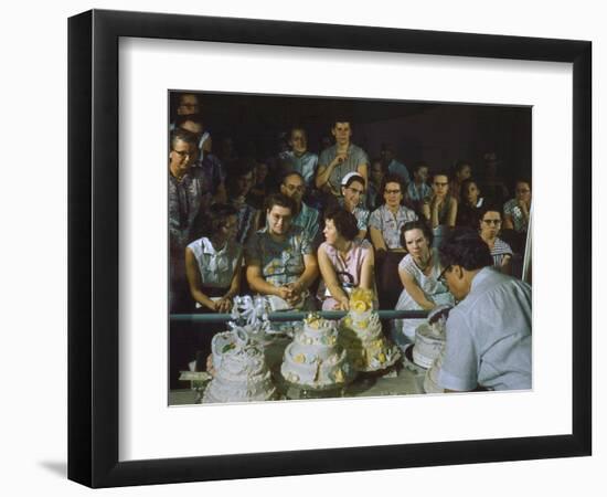 1955: a Man Demonstrates Cake Frosting Techniques at the Iowa State Fair, Des Moines, Iowa-John Dominis-Framed Photographic Print