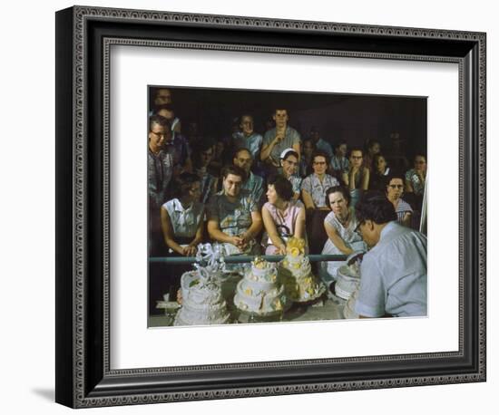 1955: a Man Demonstrates Cake Frosting Techniques at the Iowa State Fair, Des Moines, Iowa-John Dominis-Framed Photographic Print