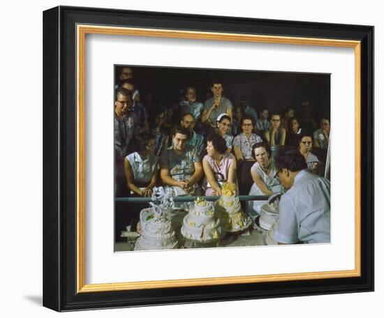 1955: a Man Demonstrates Cake Frosting Techniques at the Iowa State Fair, Des Moines, Iowa-John Dominis-Framed Photographic Print