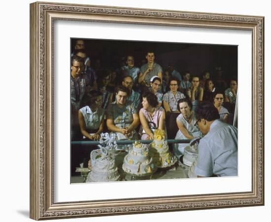 1955: a Man Demonstrates Cake Frosting Techniques at the Iowa State Fair, Des Moines, Iowa-John Dominis-Framed Photographic Print