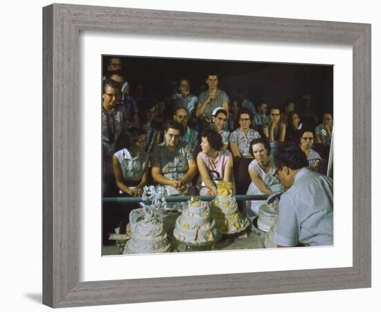 1955: a Man Demonstrates Cake Frosting Techniques at the Iowa State Fair, Des Moines, Iowa-John Dominis-Framed Photographic Print