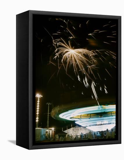 1955: Fireworks Display over Iowa State Fair, Des Moines, Iowa-John Dominis-Framed Premier Image Canvas