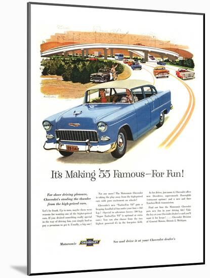 1955 GM Chevy Famous for Fun-null-Mounted Art Print