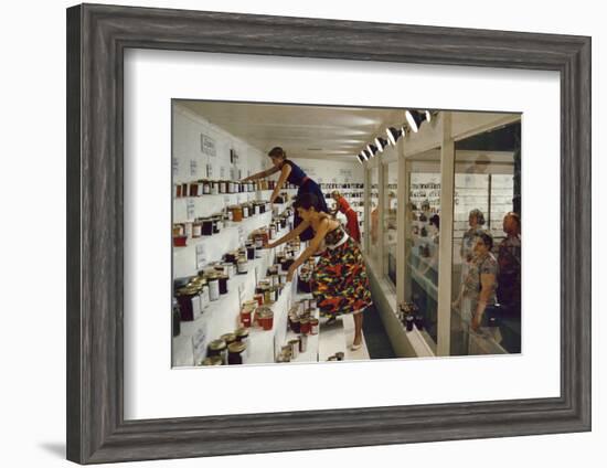 1955: Judges Examining Various Preserves and Butters, at the Iowa State Fair, Des Moines, Iowa-John Dominis-Framed Photographic Print