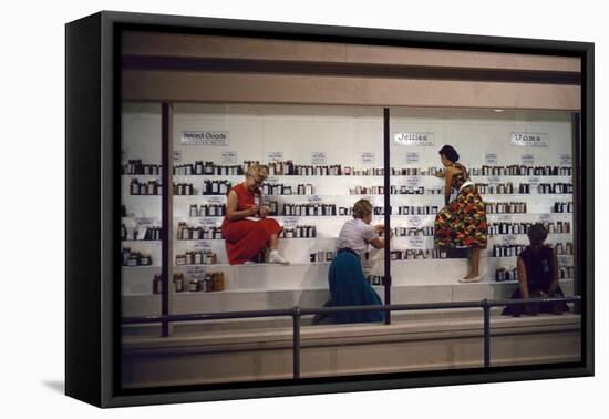 1955: Judges Examining Various Preserves and Butters, at the Iowa State Fair, Des Moines, Iowa-John Dominis-Framed Premier Image Canvas