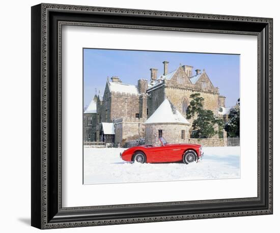 1956 Austin Healey 100M In Snow In Front Of Palace House, Beaulieu-null-Framed Photographic Print