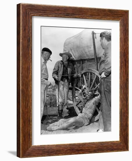 1956 The Last Wagon On the set, Delmer Daves and Richard Widmark-null-Framed Photo