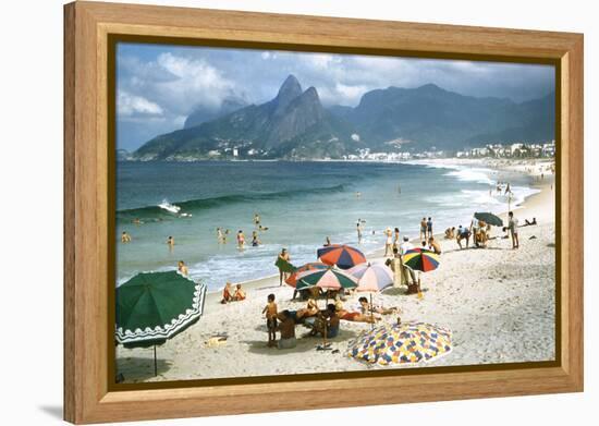 1957: Copacabana Beach, Rio De Janeiro, Brazil-Dmitri Kessel-Framed Premier Image Canvas