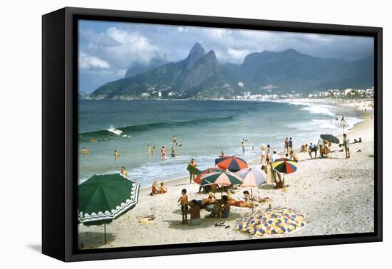 1957: Copacabana Beach, Rio De Janeiro, Brazil-Dmitri Kessel-Framed Premier Image Canvas