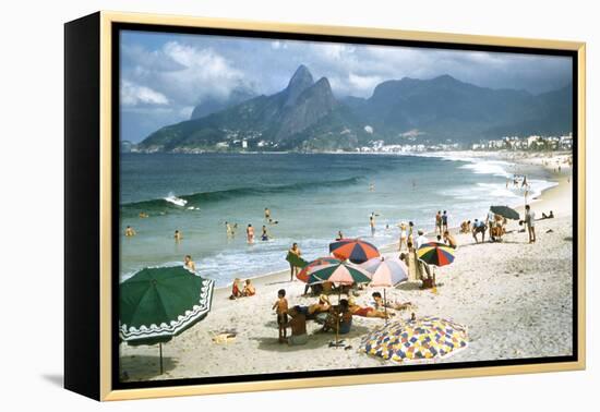 1957: Copacabana Beach, Rio De Janeiro, Brazil-Dmitri Kessel-Framed Premier Image Canvas