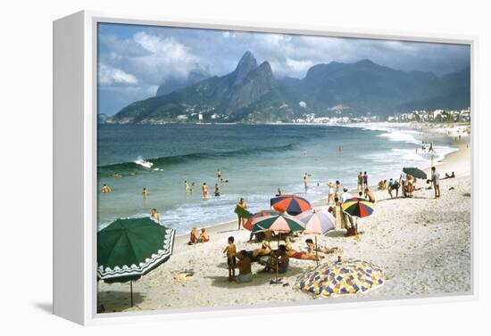 1957: Copacabana Beach, Rio De Janeiro, Brazil-Dmitri Kessel-Framed Premier Image Canvas