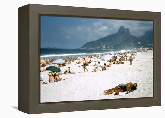 1957: Copacabana Beach, Rio De Janeiro, Brazil-Dmitri Kessel-Framed Premier Image Canvas