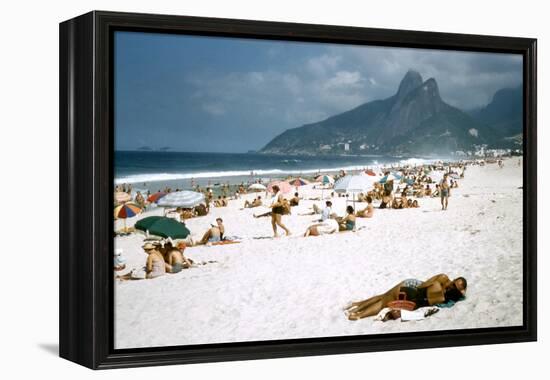 1957: Copacabana Beach, Rio De Janeiro, Brazil-Dmitri Kessel-Framed Premier Image Canvas